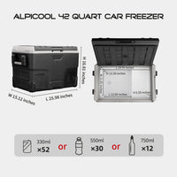 Alpicool IR42 - 42Qt Car Cooler, Compressor Cooling, Bluetooth, Choose Red or Grey