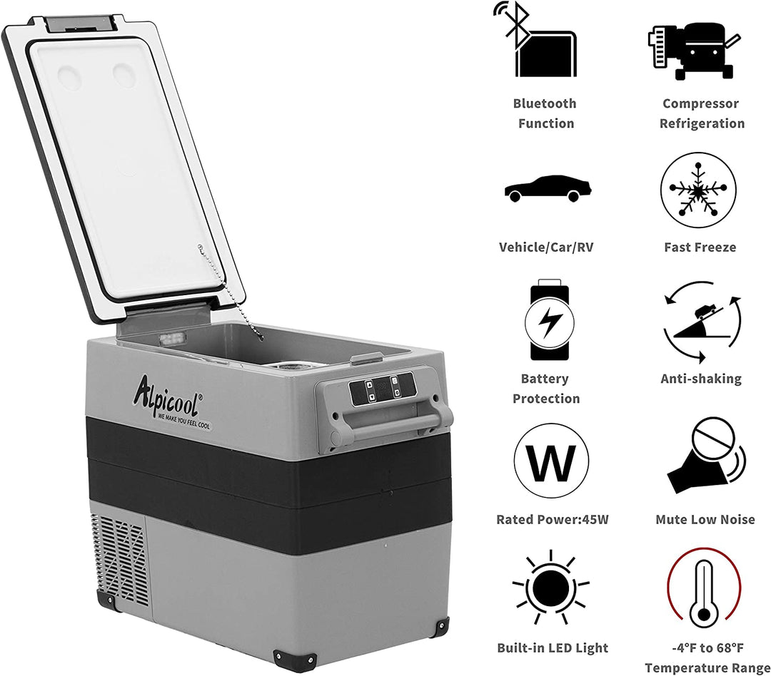 Alpicool CF55 Dual-Zone 52Qt Car Fridge Freezer - Bluetooth, App Control, Shock-Resistant Design