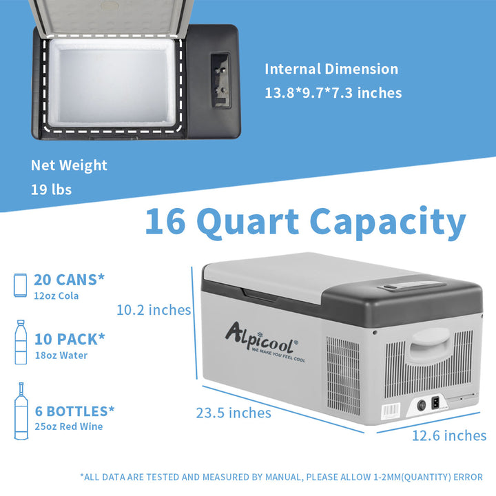 Alpicool C15 Portable 12V Car Freezer - Versatile Cooling for Your Vehicle